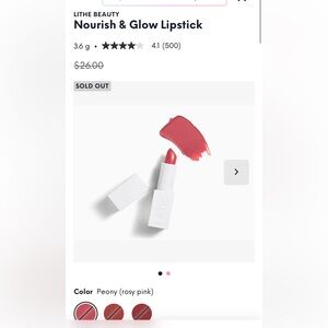 Lithe Beauty Nourish + Glow Lipstick in Peony